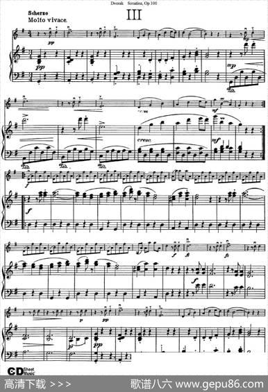 ViolinSonatinaOp.100（小提琴+钢琴伴奏）