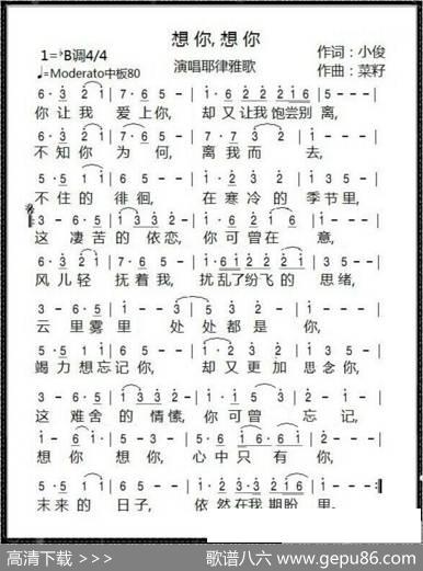 想你，想你（小俊词菜籽曲） - 小俊|菜籽