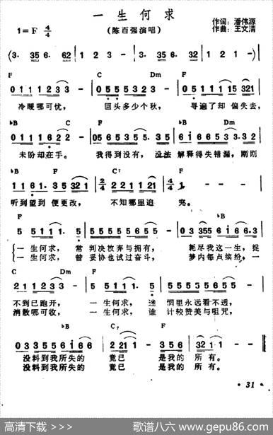 一生何求（带和弦） - 潘伟源|王文清