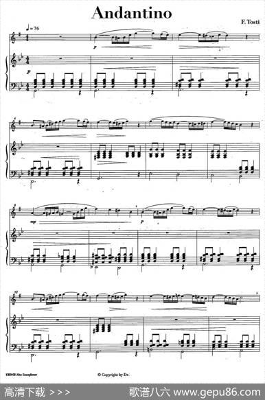 Andantino（中音萨克所+钢琴伴奏）|F·Tosti