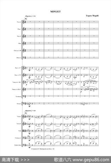 《来自皇室的舞蹈》管弦乐套曲：2.MINUET（小步舞曲）（总谱）|尤金·马加利夫
