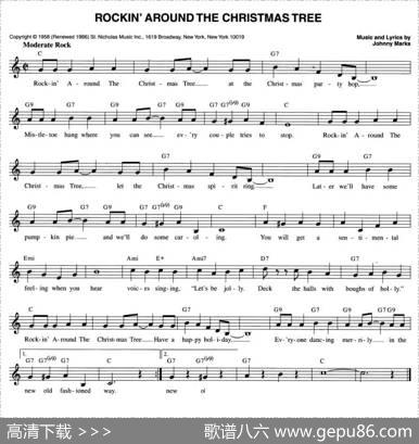ROCKIN'AROUNDTHECHRISTMASTREE（五线谱）
