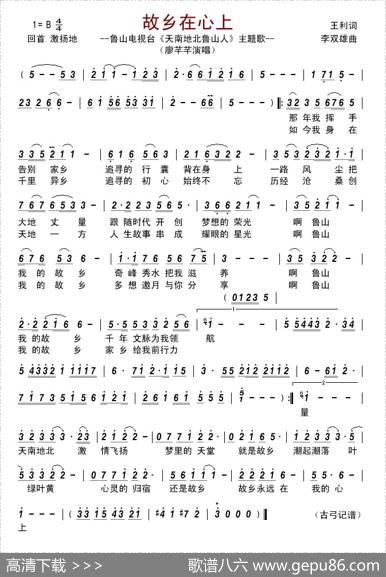 故乡在心上（鲁山电视台《天南地北鲁山人》主题歌） - 王利|李双雄