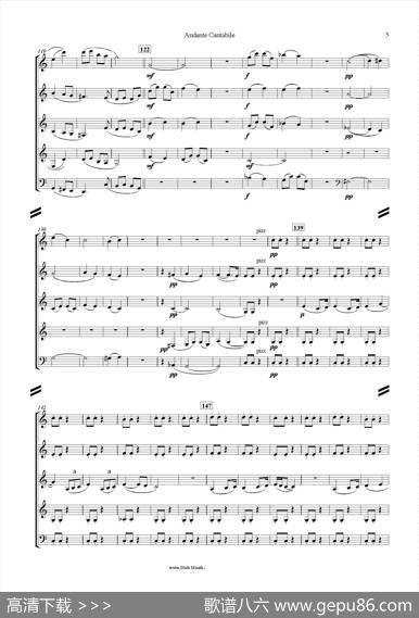 如歌的行板（AndanteCantabile）（五重奏）|柴可夫斯基