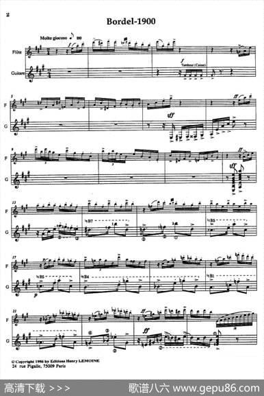 HistoireduTango：1、Bordel1900（长笛+吉他）|皮亚佐拉