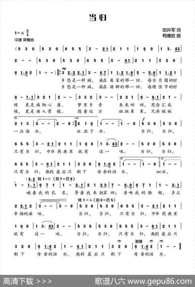 当归（田井军词柯德胜曲） - 田井军|柯德胜