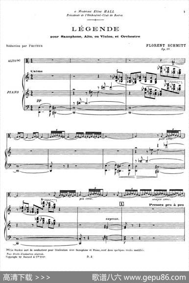 传奇Op.66（中音萨克斯+钢琴伴奏）|​F·施密特