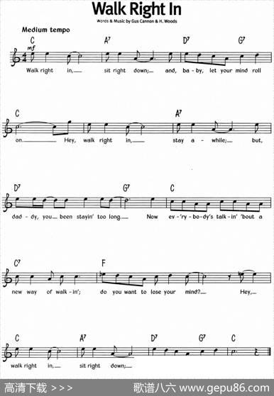 蓝调音乐：WalkRightIn