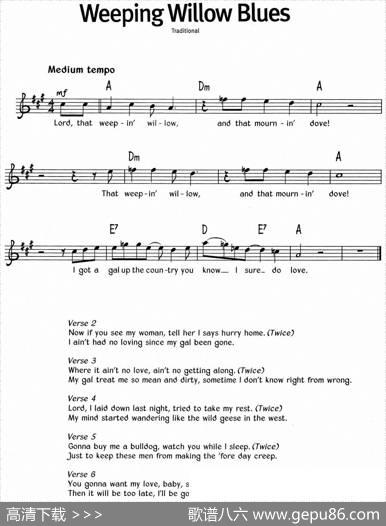 蓝调音乐：WeepingWillowBlues
