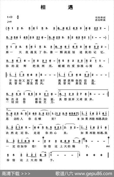 相遇（司传和词孙向岭曲） - 司传和|孙向岭