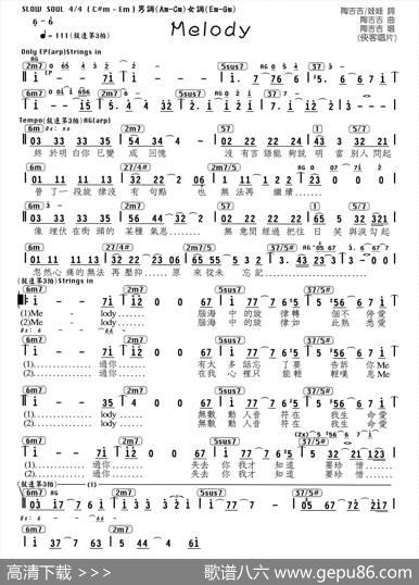 Melody（编配乐谱） - 陶喆娃娃|陶喆