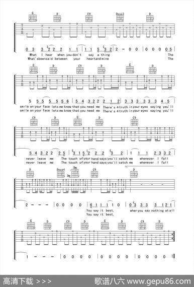 WhenYouSayNothingAtAll（吉他六线谱）