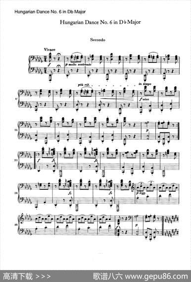 HungarianDanceforfourhandsNo6inDbMajor|约翰内斯·勃拉姆斯