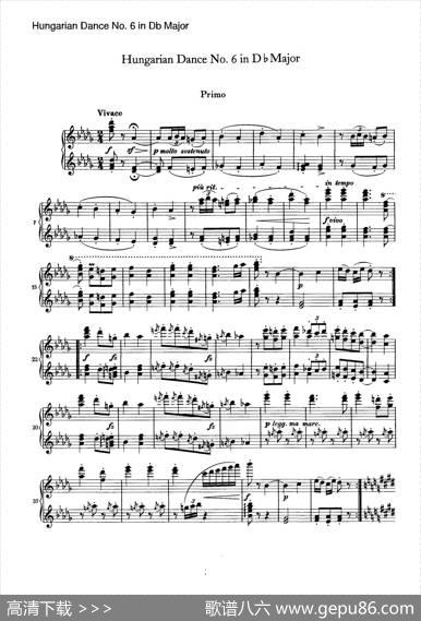 HungarianDanceforfourhandsNo6inDbMajor|约翰内斯·勃拉姆斯