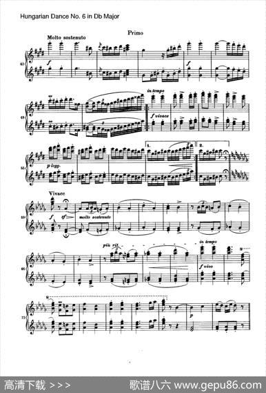 HungarianDanceforfourhandsNo6inDbMajor|约翰内斯·勃拉姆斯