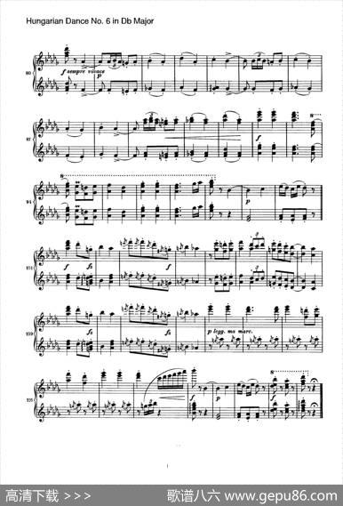HungarianDanceforfourhandsNo6inDbMajor|约翰内斯·勃拉姆斯