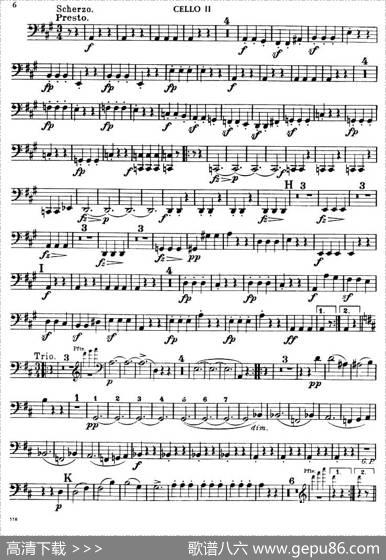 TROUTQUINTET（鳟鱼五重奏）（第二大提琴分谱）|舒伯特