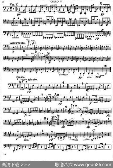 TROUTQUINTET（鳟鱼五重奏）（第二大提琴分谱）|舒伯特