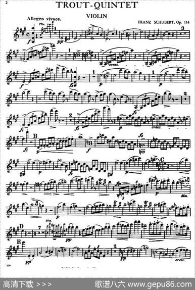 TROUTQUINTET（鳟鱼五重奏）（小提琴分谱）|舒伯特