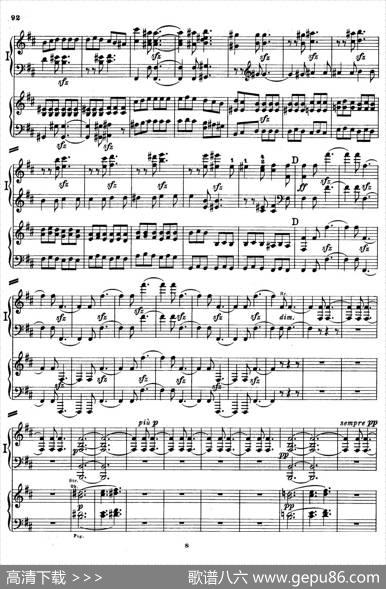 d小调第九交响曲Op.125（双钢琴P83——92）|路德维希·冯·贝多芬