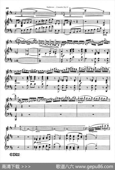 D大调小提琴协奏曲Op.61（小提琴与钢琴版）|路德维希·冯·贝多芬