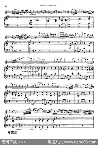 D大调小提琴协奏曲Op.61（小提琴与钢琴版）|路德维希·冯·贝多芬