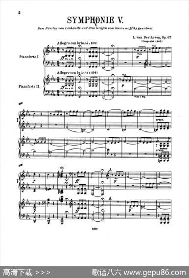 SymphonyNo.5incMinorOp.67（双钢琴版第1——2乐章）|路德维希·冯·贝多芬