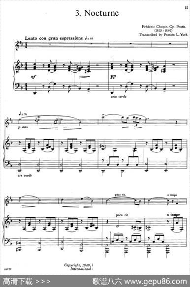 15首古典萨克斯独奏曲：3、Nocturne（中音萨克斯+钢琴伴奏）
