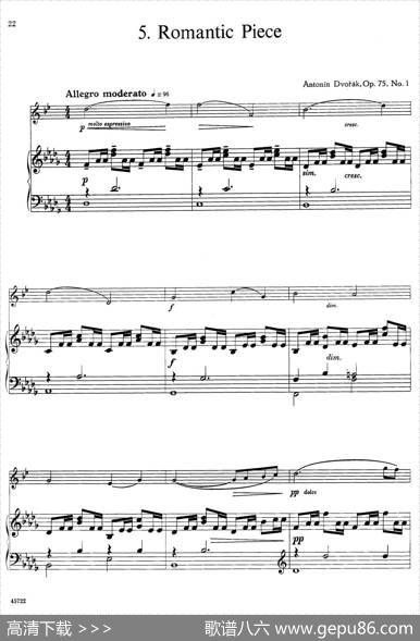 15首古典萨克斯独奏曲：5、RomanticPiece（中音萨克斯+钢琴伴奏）
