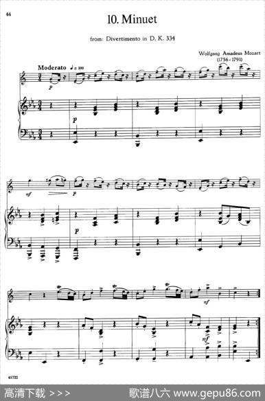 15首古典萨克斯独奏曲：10、Minuet（中音萨克斯+钢琴伴奏）
