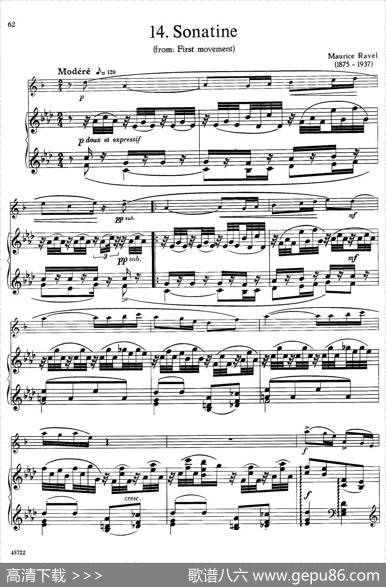 15首古典萨克斯独奏曲：14、sonatine（中音萨克斯+钢琴伴奏）