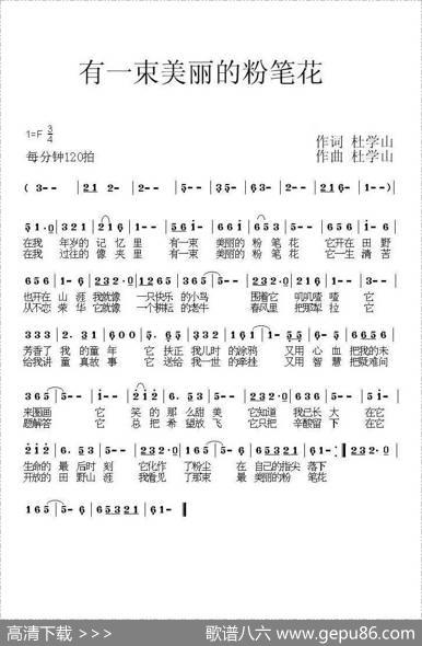 有一束美丽的粉笔花（版本一、34拍版） - 杜学山|杜学山