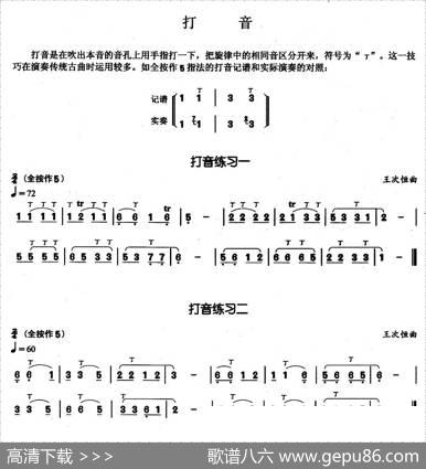 葫芦丝基本技巧练习曲——打音