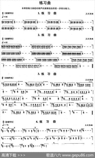 葫芦丝基本技巧练习曲——综合练习曲4首|王次恒