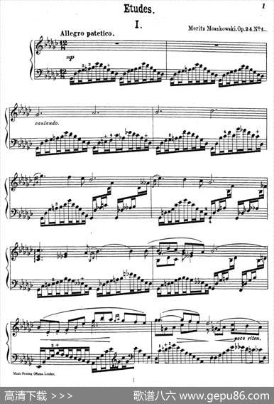 3首音乐会练习曲（ThreeConcertEtudesOp.24）（Ⅰ）|莫里兹·莫什科夫斯基