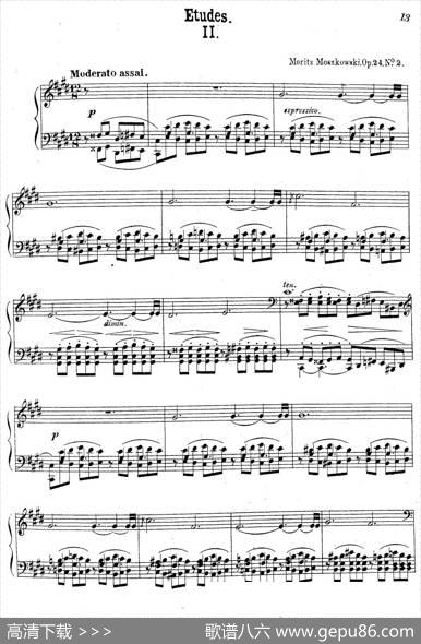3首音乐会练习曲（ThreeConcertEtudesOp.24）（Ⅱ）|莫里兹·莫什科夫斯基