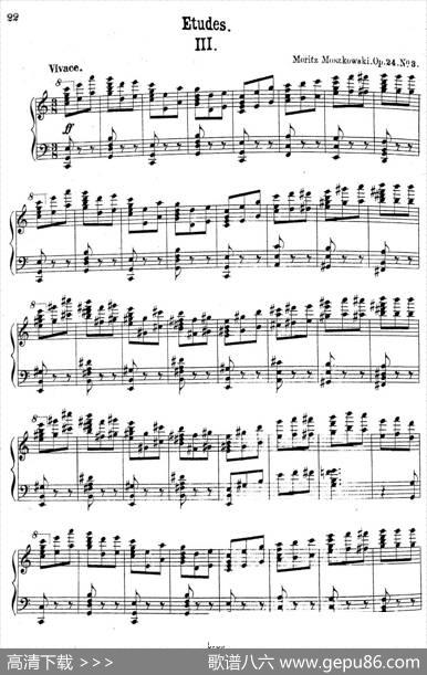 3首音乐会练习曲（ThreeConcertEtudesOp.24）（Ⅲ）|莫里兹·莫什科夫斯基
