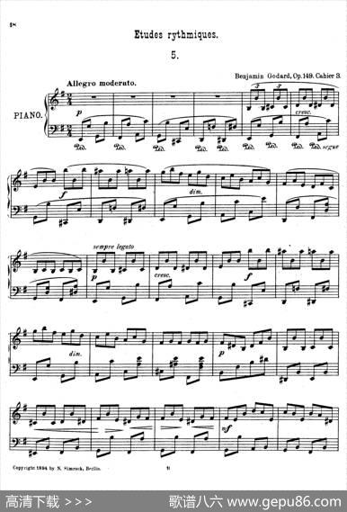 EtudesRythmiquesOp.149（节奏练习曲集）（5）|本杰明·路易斯保罗·戈达尔
