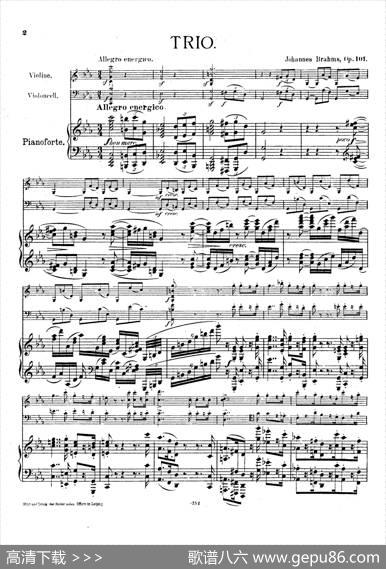 PianoTrioNo.3incMinorOp.101（c小调第三钢琴三重奏）|约翰内斯·勃拉姆斯