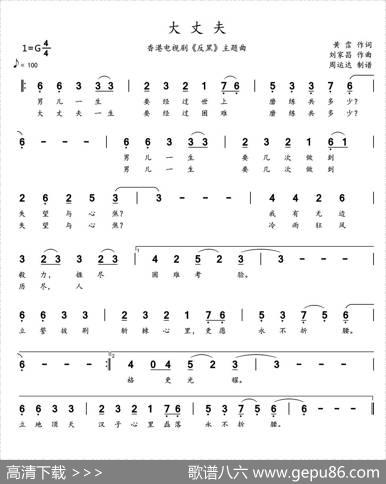 大丈夫（香港电视剧《反黑》主题曲）（周运达制谱版） - 黄霑|刘家昌