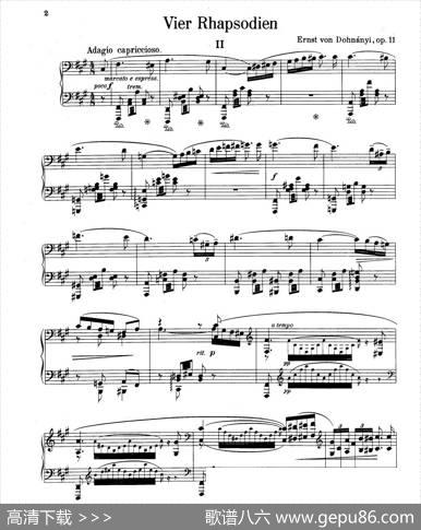 FourRhapsodiesOp.11（4首狂想曲·Ⅱ）|厄恩斯特·凡·多南依