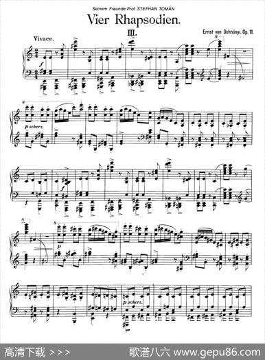 FourRhapsodiesOp.11（4首狂想曲·Ⅲ）|厄恩斯特·凡·多南依