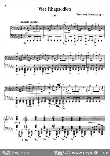 FourRhapsodiesOp.11（4首狂想曲·Ⅳ）|厄恩斯特·凡·多南依