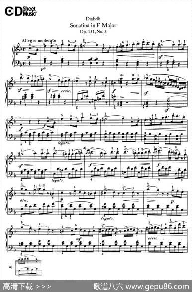 4PianoSonatinas（4首钢琴小奏鸣曲）（Op.151No.3）|安东·狄亚贝利