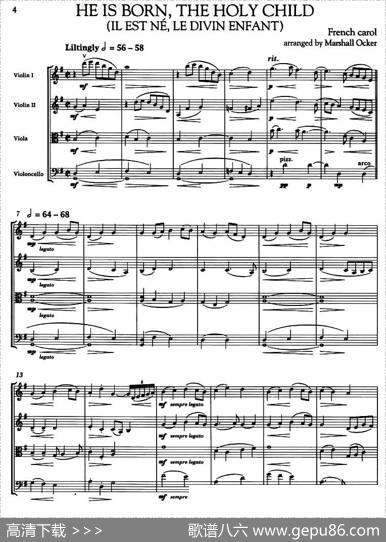 HEISBORN,THEHOLYCHILD（圣诞音乐、弦乐四重奏）|Frenchcarol