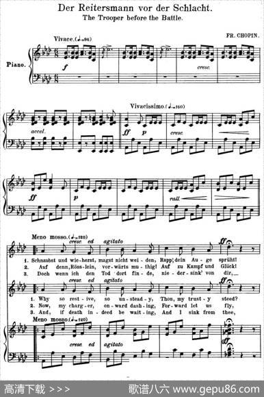 Chopin-17PolishSongsOp.74，No.10（DerReitersmannvorderSchlacht.TheTrooper（钢琴伴奏谱）|弗雷德里克·弗朗索瓦·肖邦