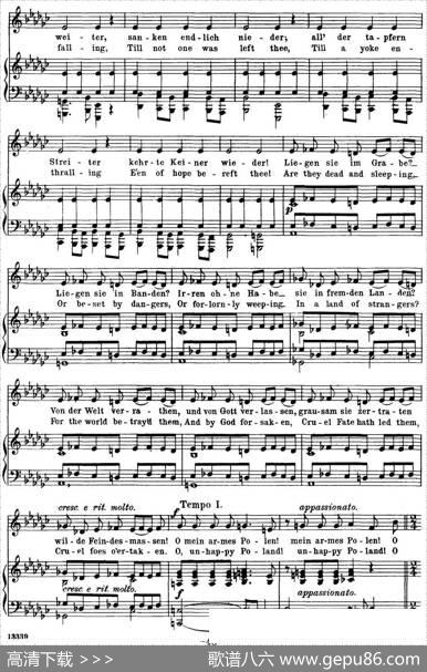 Chopin-17PolishSongsOp.74，No.17（PolensGrabgesang.Poland'sDirge.）（钢琴伴奏谱）|弗雷德里克·弗朗索瓦·肖邦