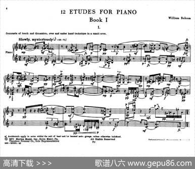 12EtudesforPiano（博尔科姆12首钢琴练习曲·1）|威廉·博尔科姆