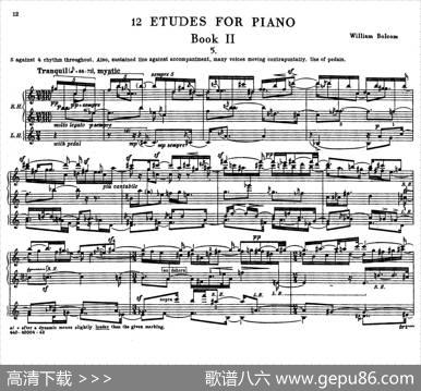 12EtudesforPiano（博尔科姆12首钢琴练习曲·5）|威廉·博尔科姆