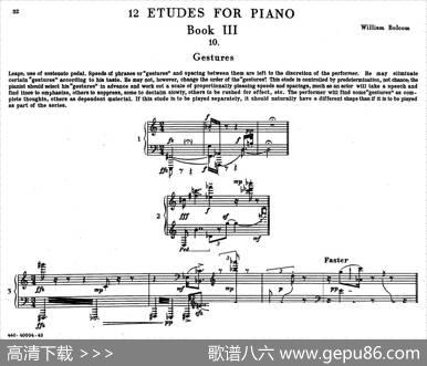 12EtudesforPiano（博尔科姆12首钢琴练习曲·10）|威廉·博尔科姆